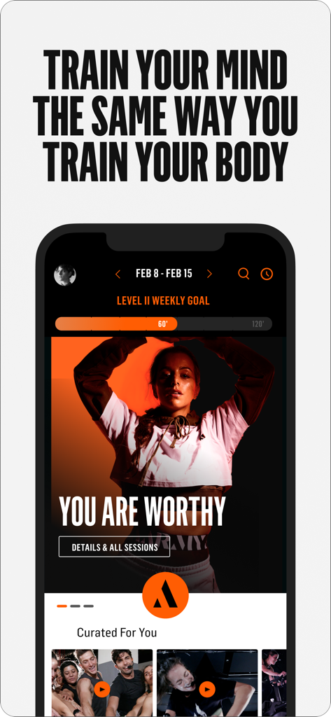 AARMY - AARMY app screen displaying a motivational quote about mental training and weekly fitness goals.
