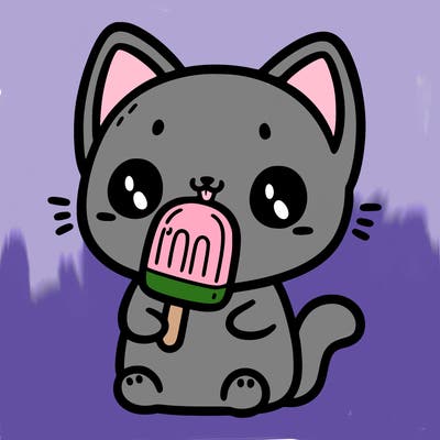 cute cat eating a popsicle