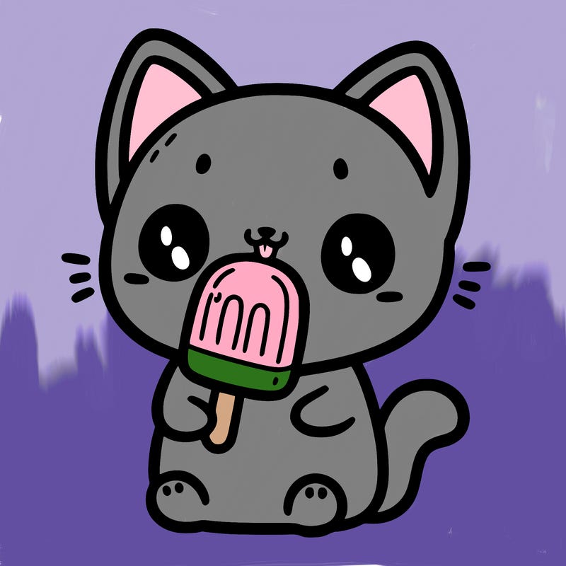 cute cat eating a popsicle