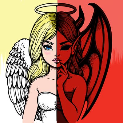 realistic angel half demon