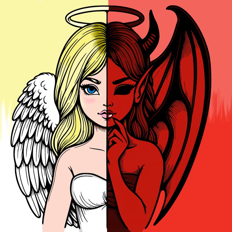 realistic angel half demon