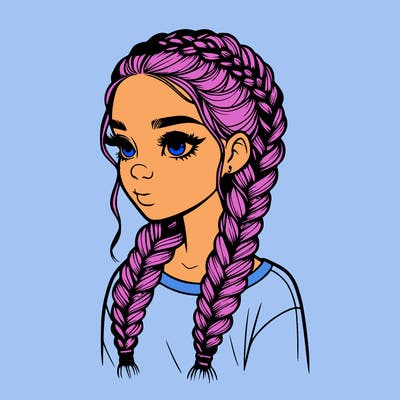 realistic girl with braids