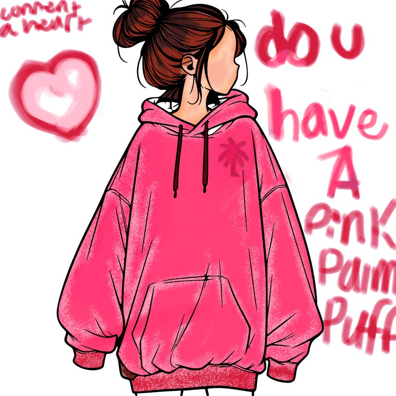realistic girl with a oversized sweatshirt on and a bun