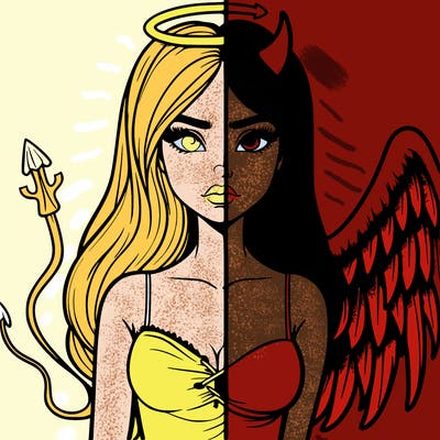 devil vs angel realistic girl