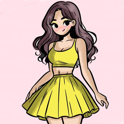 woman in a skirt and crop top