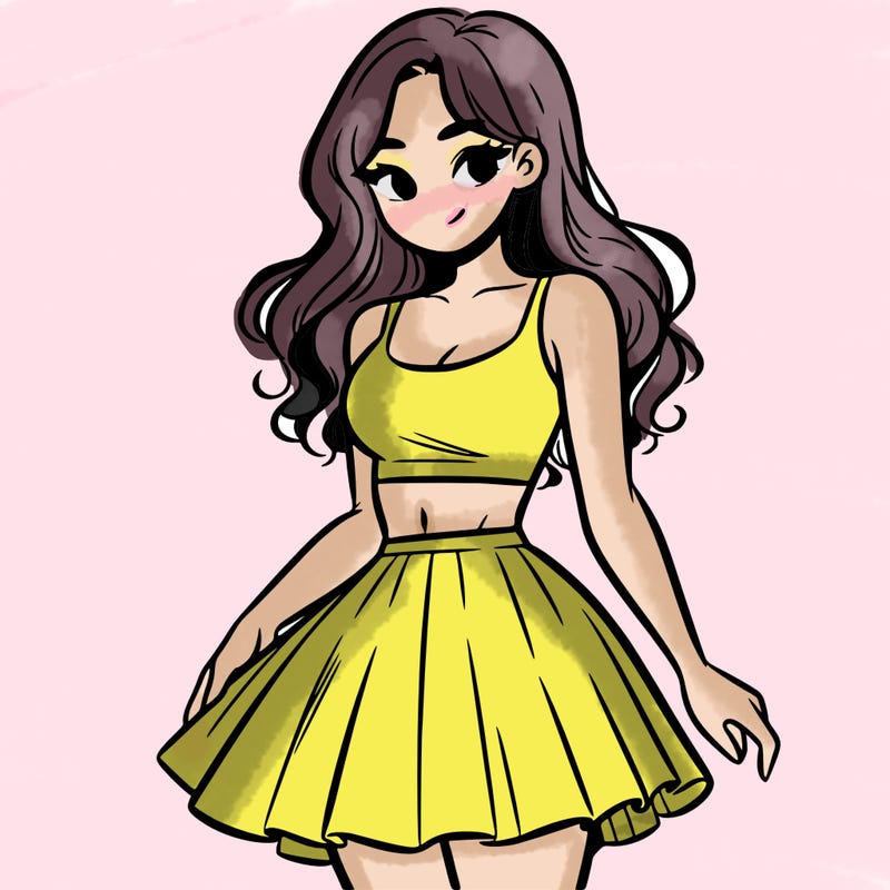 woman in a skirt and crop top