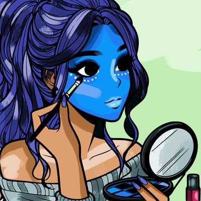 a realistic girl doing her makeup