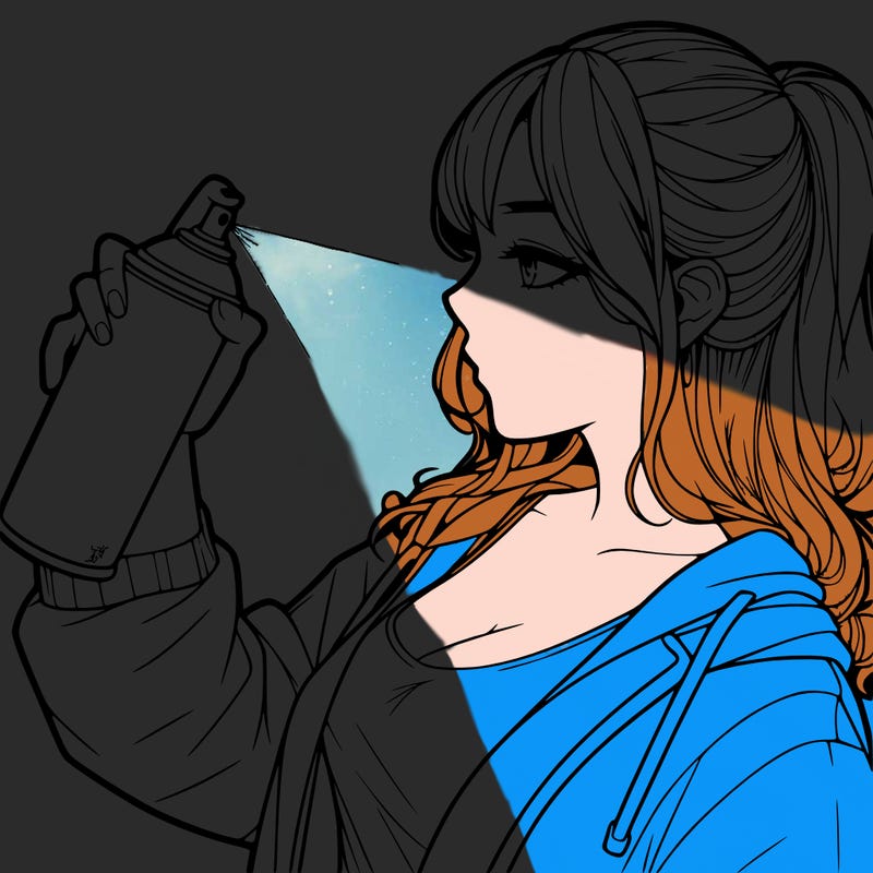 a realistic girl spray, painting