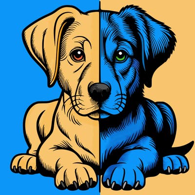 realistic dog split picture