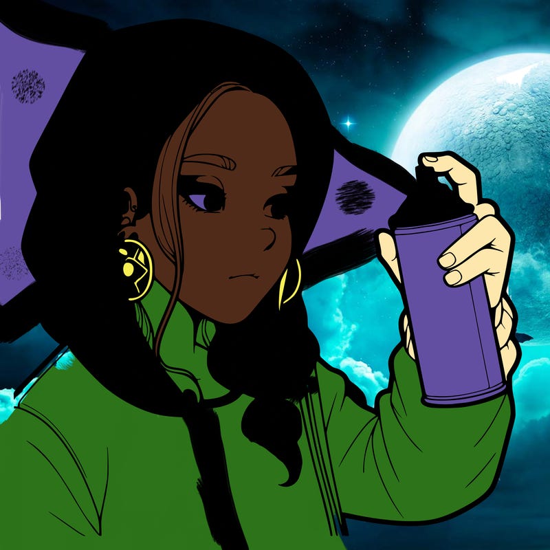 a realistic girl, spray painting