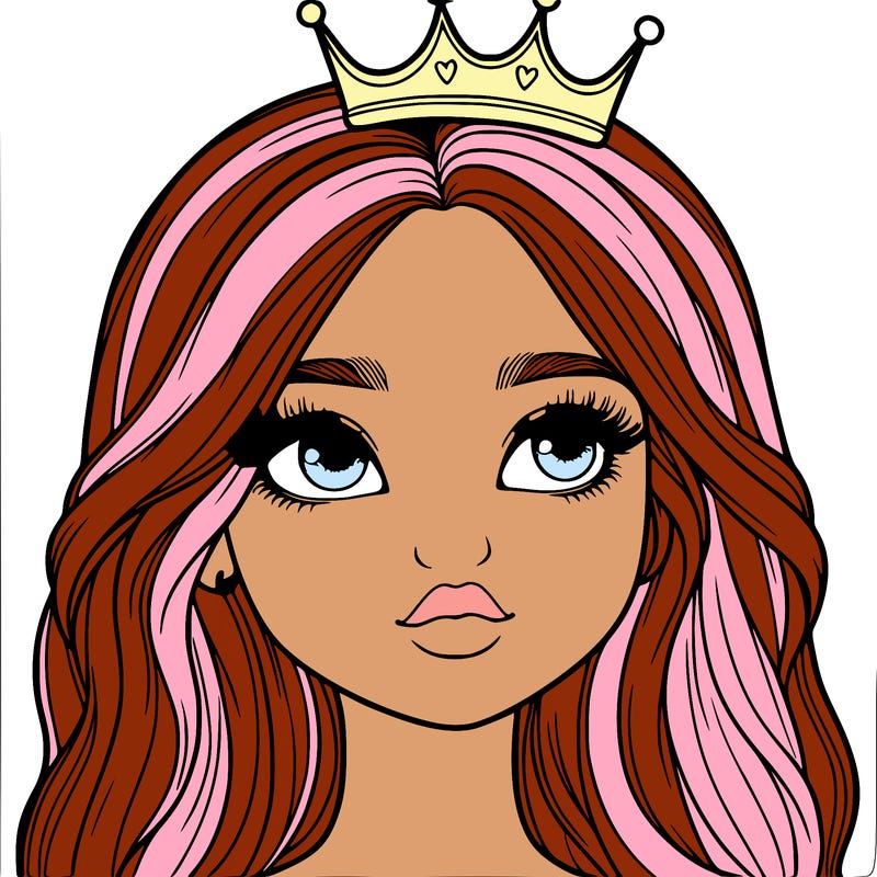 a realistic girl with a crown on