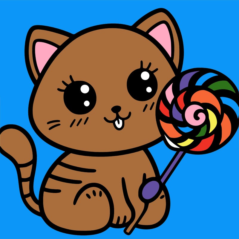 cat with a lollipop