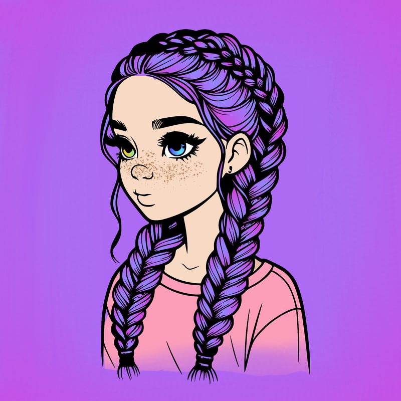 realistic girl with braids