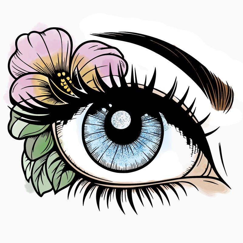 realistic eye with flower
