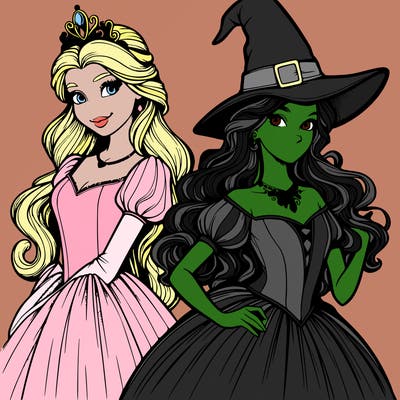 a realistic princess and a witch
