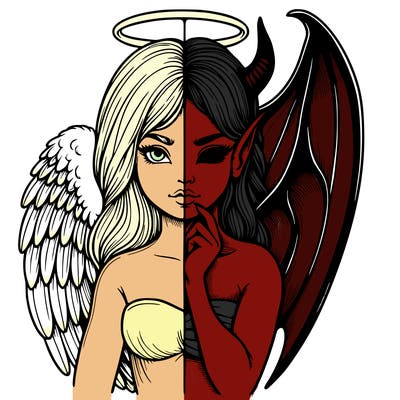 realistic angel half demon