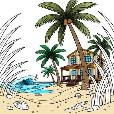 beach details with beach house