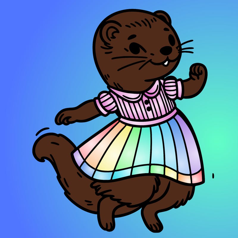 dancing preppy ferret with a dress