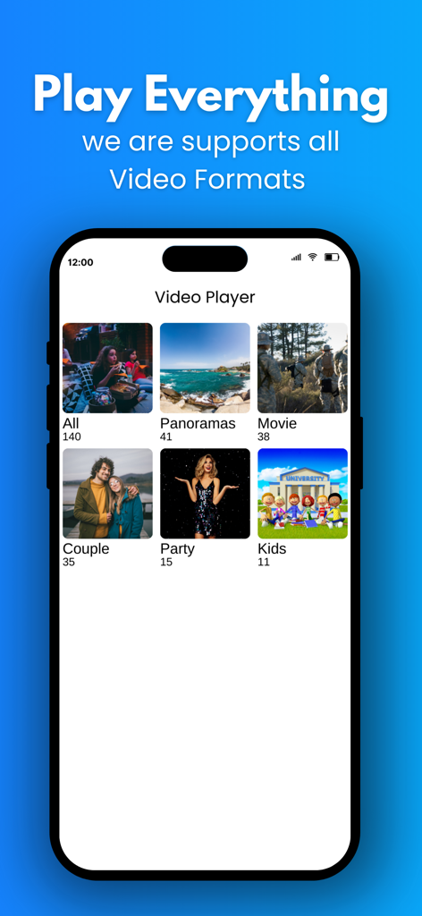 MX Player, All Video Player - MX Player app showing video library organized by folders on an iPhone screen.