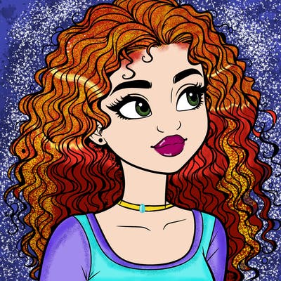 realistic girl with curly hair