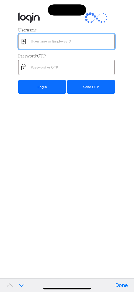 Login screen of the Medblaze AMH app for healthcare professionals