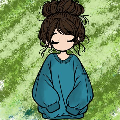 girl with baggy sweatshirt and messy bun