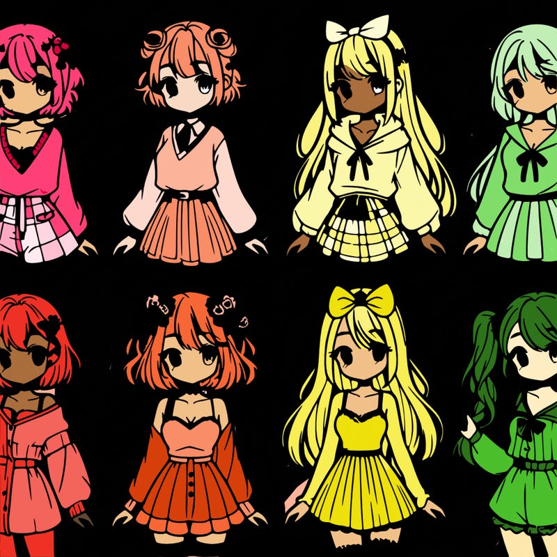 different anime girl styles