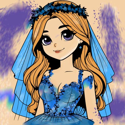 realistic girl in a wedding dress