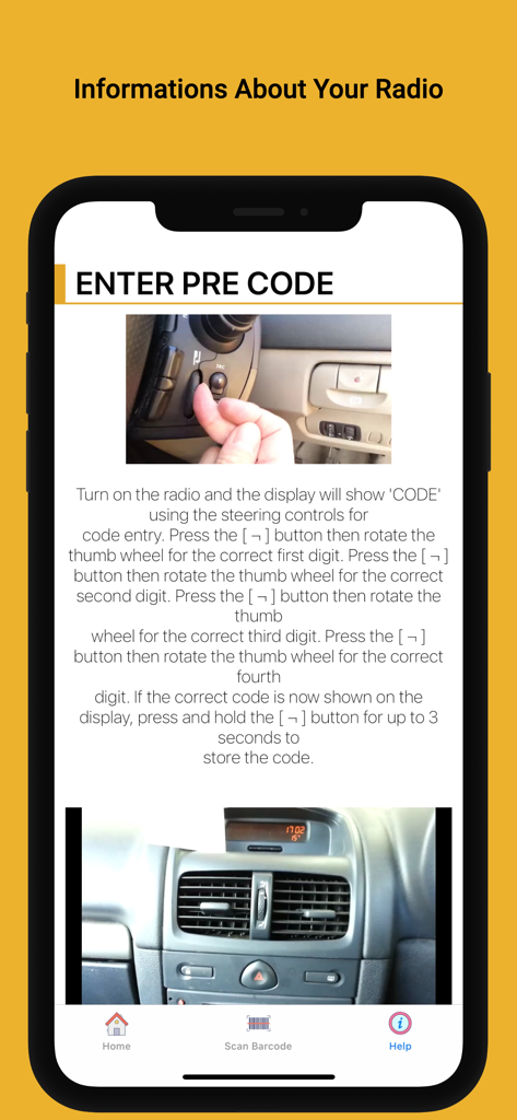 Anweisungen zur Eingabe eines Renault-Radiocodes über die Lenkradsteuerung