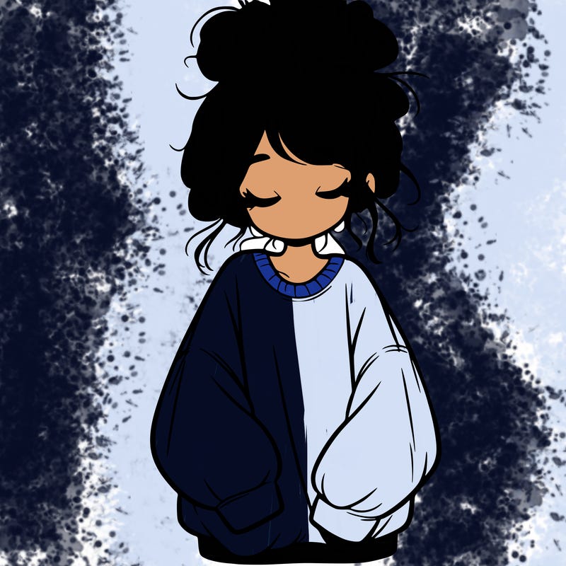 girl with baggy sweatshirt and messy bun