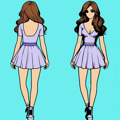 realistic girl in short dress