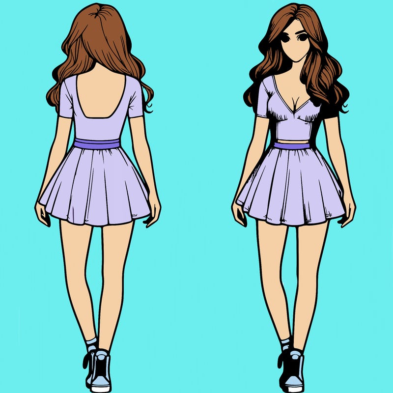 realistic girl in short dress