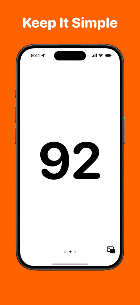 Simple Speedometer: Pure Speed - A minimalist digital speedometer display showing the speed of 92 on a clean white background