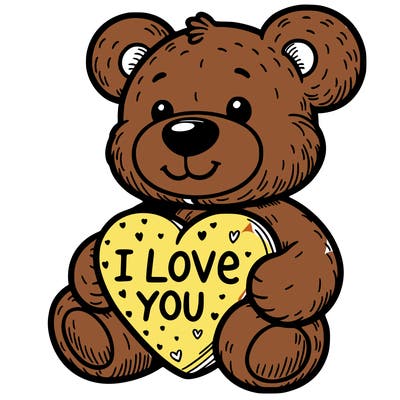 teddy bear holding an i love you heart