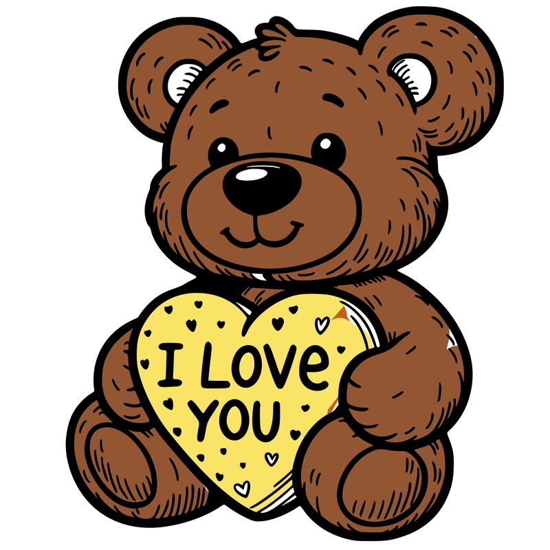teddy bear holding an i love you heart