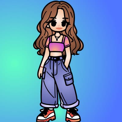 girl in crop top and baggy pants