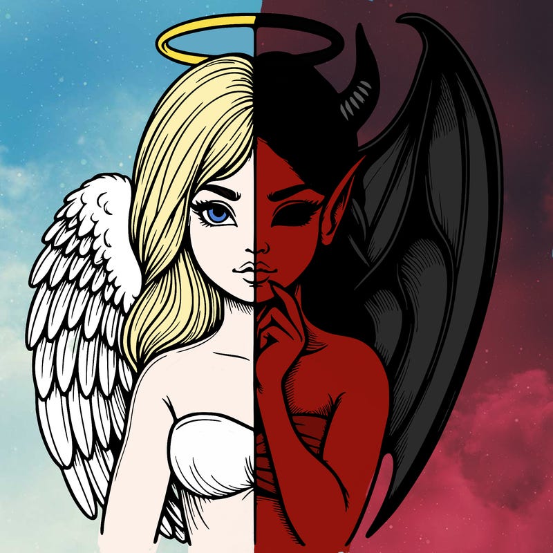 realistic angel half demon