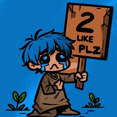 small poor toddler crying with sign that says 2 like plz