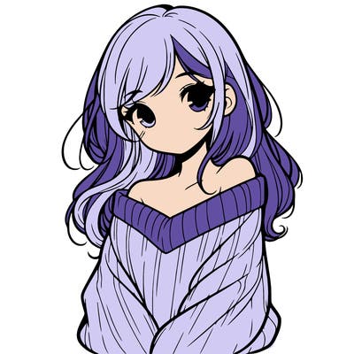 shy pretty girl wearing a sweater that is falling off one shoulder portrait