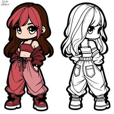 girl in crop top and baggy pants