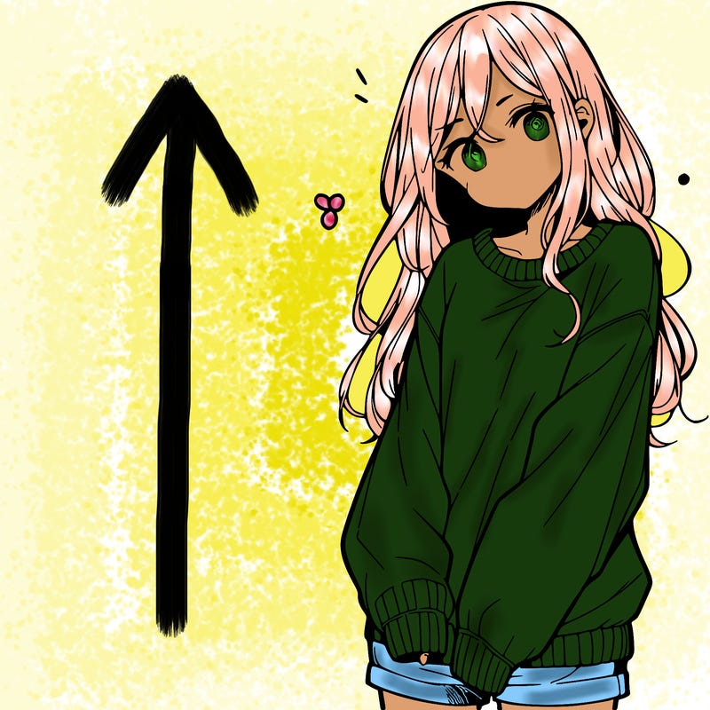manga teen girl  in a sweater and baggy pants