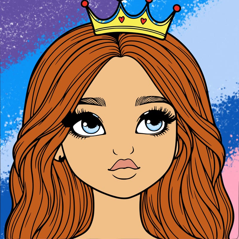 a realistic girl with a crown on