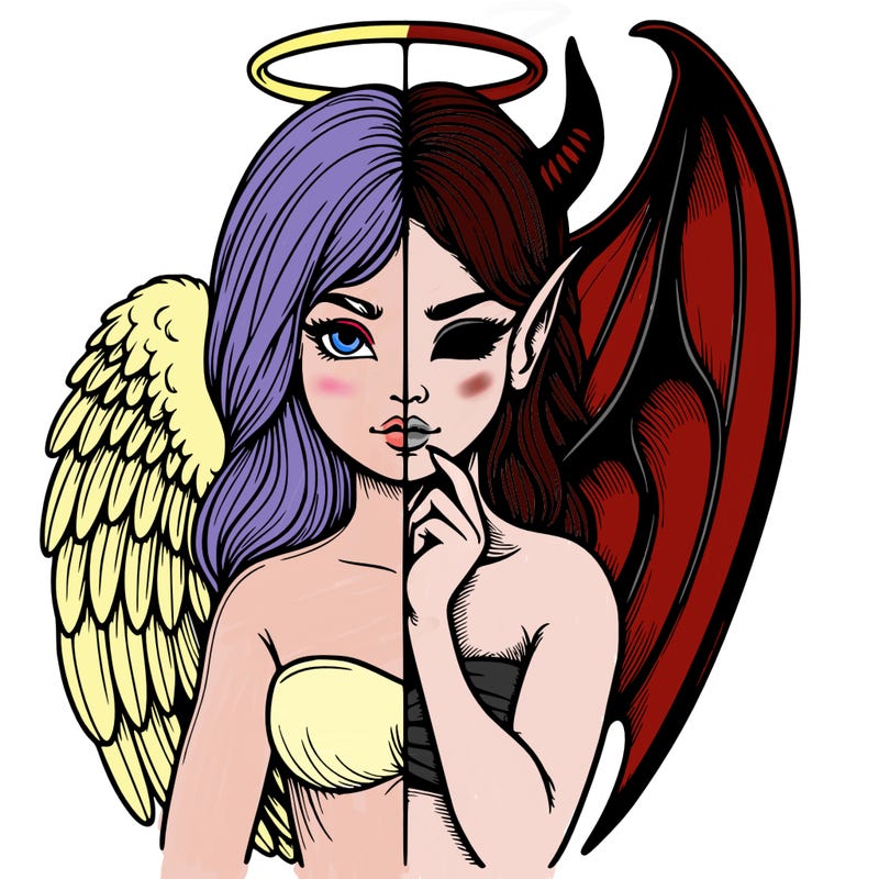 realistic angel half demon