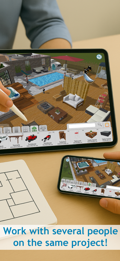 L'application Keyplan 3D Lite permet de visualiser un design de terrasse et de piscine extérieure en 3D sur iPad et iPhone.