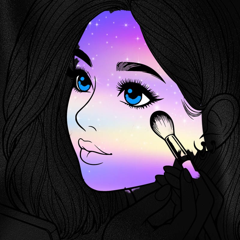 a realistic girl doing her makeup