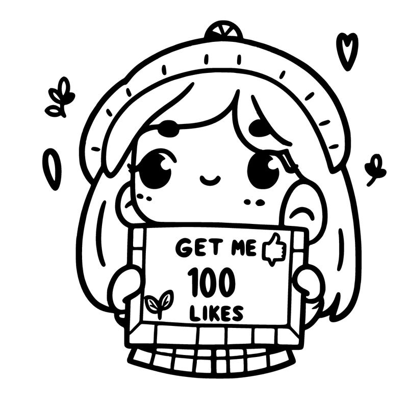 a girl with a sign that says get me 100 likes