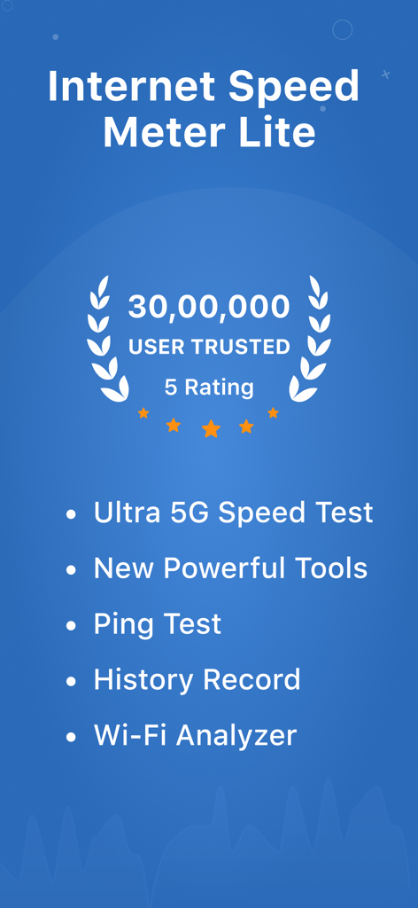 Internet Speed Meter Lite - Internet Speed Meter Lite App-Oberfläche mit Funktionen wie 5G-Geschwindigkeitstest, Ping-Test und WLAN-Analyse