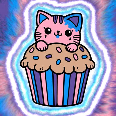 cat in a cupcake