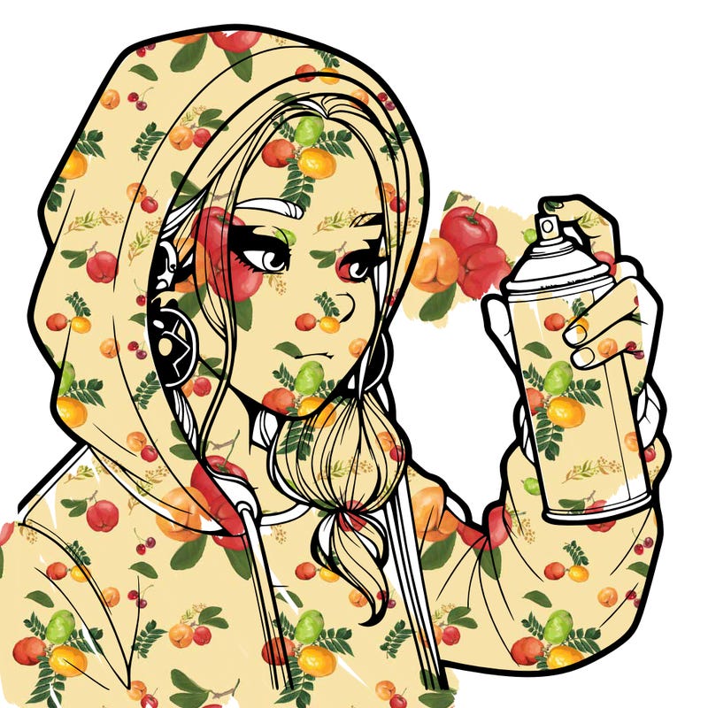 a realistic girl, spray painting