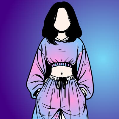 realistic girl faceless with baggy pants and a crop top